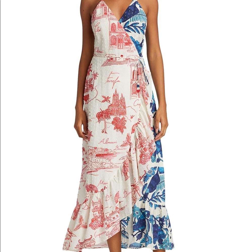 Farm Rio Dual-Print Maxi Wrap Dress